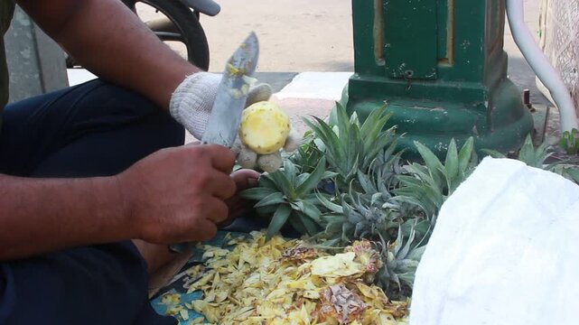 man holding pineapple