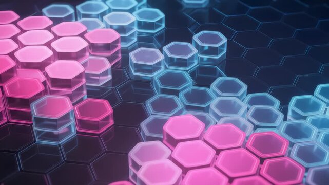 Hexagonal Glass Structures With Pulsing Glow