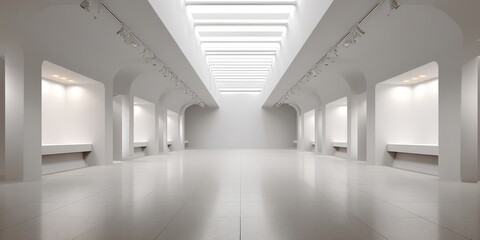 Naklejka premium A modern art gallery with a minimalist interior and bright illumination