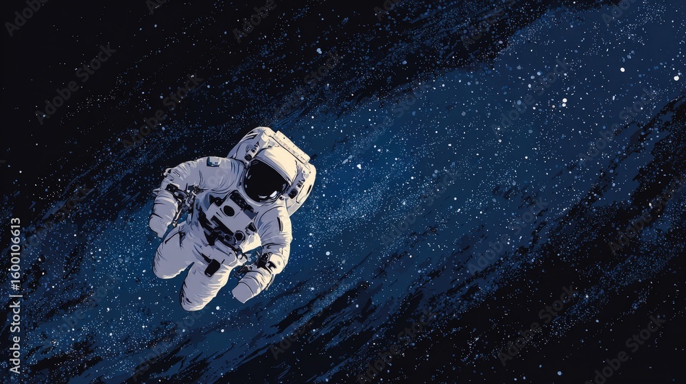 Poster astronaut floating in outer space. an astronaut, clad in a spacesuit, navigates the cosmos with grac