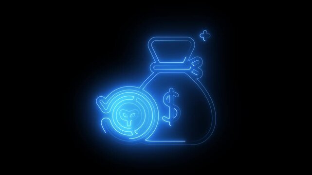  animated money bag icon with dollar symbol representing finance and savings concept