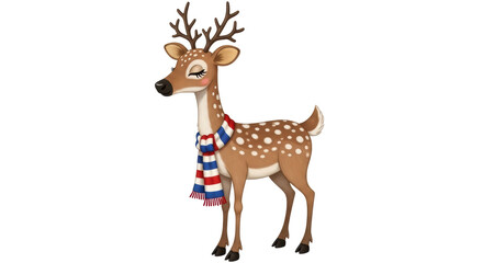 Isolated Cartoon Deer with Scarf