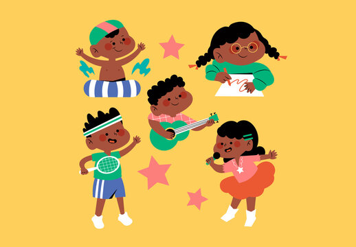 Yellow Flat Design After School Programs Asset Illustration