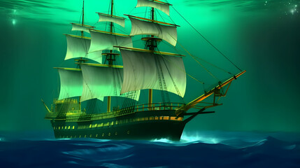 Titanic Sinking in Emerald Green Waters