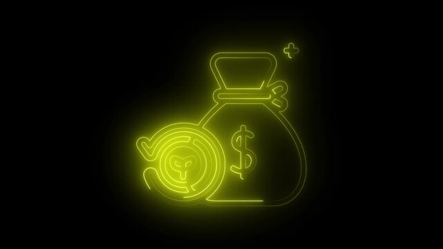  animated money bag icon with dollar symbol representing finance and savings concept