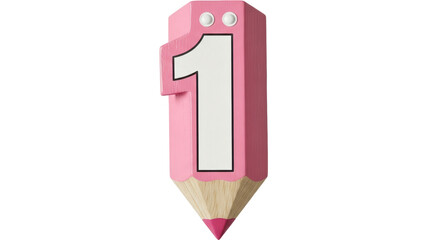 Isolated Pink Pencil Shaped Number One