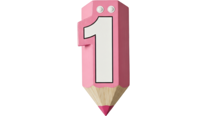 Isolated Pink Pencil Shaped Number One