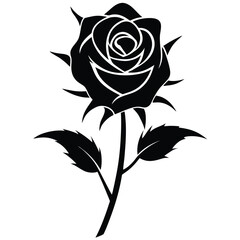 Obraz premium black rose vector illustration rose, flower, vector, floral, nature, design, leaf, illustration, plant, vintage, blossom, beauty, art,