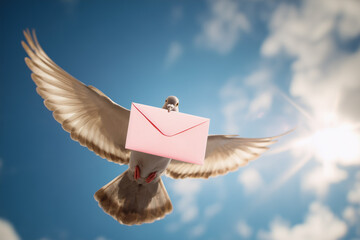 Pigeon in Flight Carrying a Letter