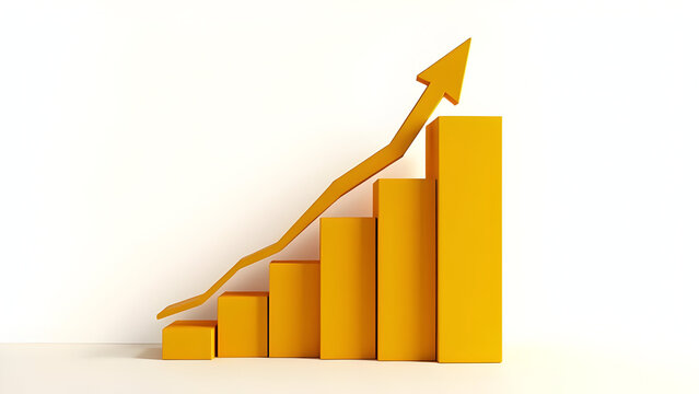 Mustard Yellow Bar Chart with Exponential Growth