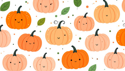 Naklejka premium Seamless pattern of orange pumpkins for Halloween and autumn harvest