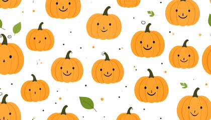 Obraz premium Seamless pattern of orange pumpkins for Halloween and autumn harvest