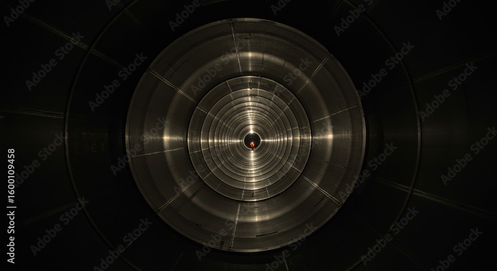 Poster concentric circles industrial structure - abstract of concentric circles within an industrial settin