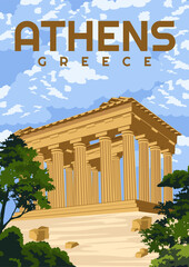 Athens Greece Poster Travel Illustration