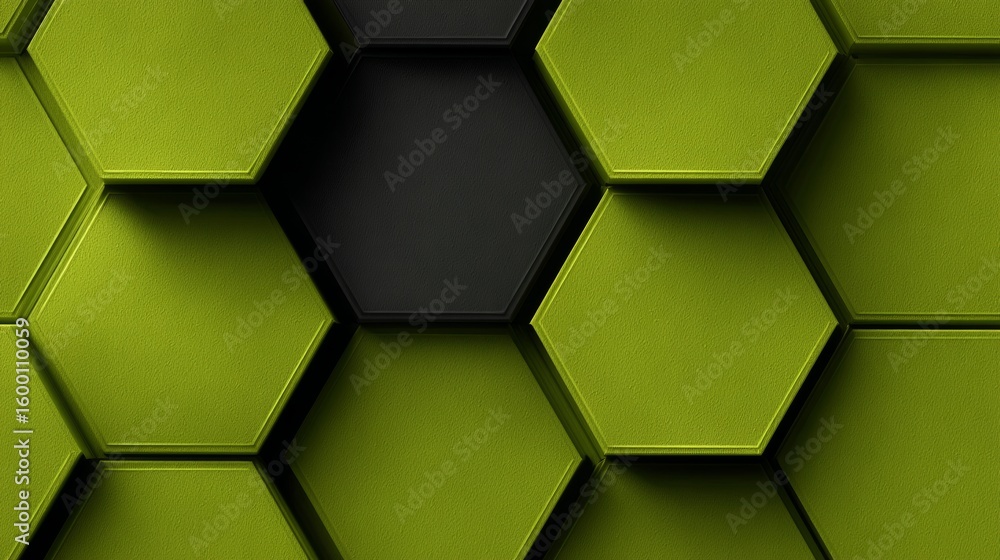 Poster geometric abstract illustration with honeycomb structure in vibrant green tones for unique design
