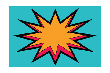 Obraz premium Bold Comic Starburst Thick Black Outline Neon Text