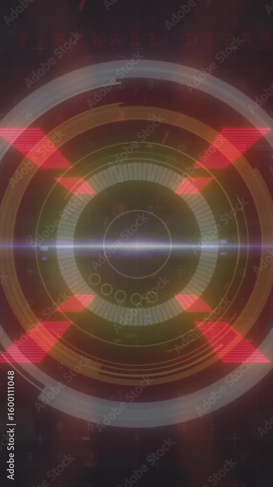 Poster animation of glowing neon blue and red rectangles with scope scanning