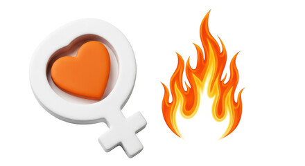 Isolated Venus Symbol with Heart and Flames © Natasha