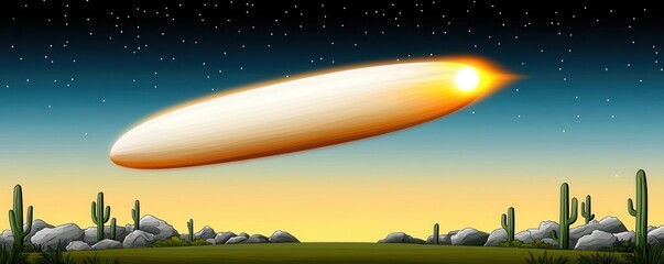 Fiery Comet Over Desert at Sunset