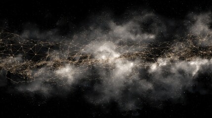 Mapped Route of Deep Space Ship in Colorful Nebula