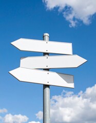 青空を背景にした白い道標：進むべき道Generated image