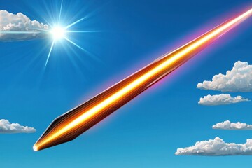 Fiery Meteor Streaking Across a Bright Blue Sky