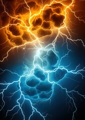 Fiery Orange and Icy Blue Electrical Energy Clash