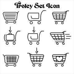 Modern Shopping Cart Icon Vector Illustration with Simple Clean Lines