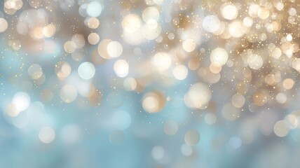 Obraz premium Soft blue and white bokeh sparkle abstract. Artificial intelligence image