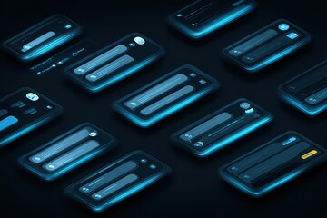 AI chatbot interface with messaging windows on dark UI
