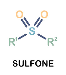 Chemical structure of sulfone molecule.