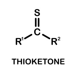 Chemical formula of thioketone or thiones.
