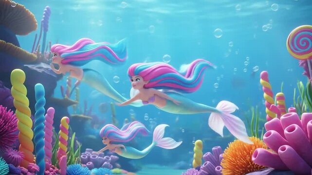 Candy Mermaid Lagoon: Three Sisters' Underwater Adventure!