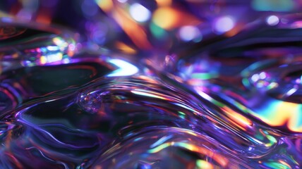Luminous waves of iridescent abstract colors. Artificial intelligence image