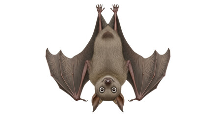 Isolated Bat Hanging Upside Down