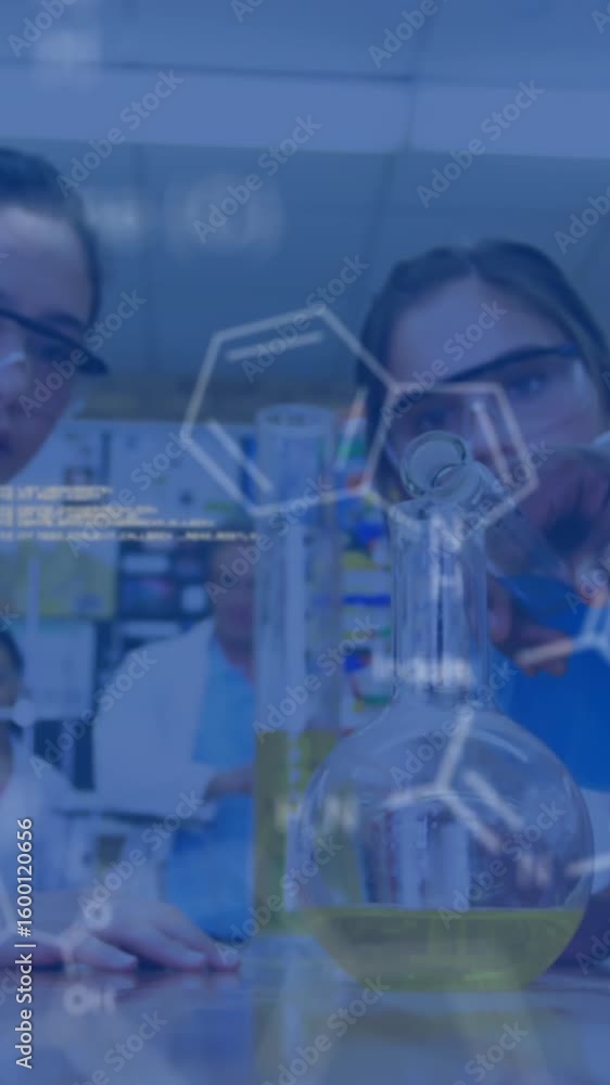 Poster animation of data processing over diverse students in lab