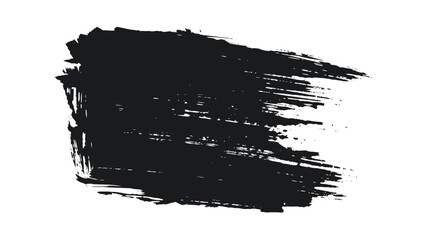 Fototapeta premium A bold black brush stroke creates a textured abstract shape with rough edges on a clean white background