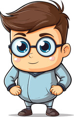 Obraz premium Cute Cartoon Boy Illustration With Glasses In Adobe Style For Character Design