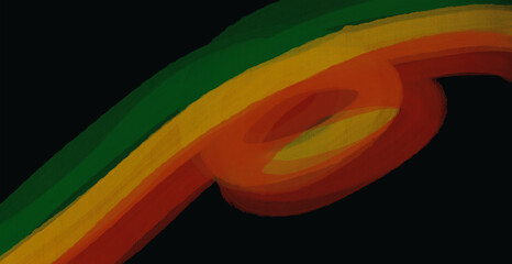 Abstract paint brush textured stripes in traditional African colors red, yellow green on black background. Black history month brush color background, african flag colors, icon of african american