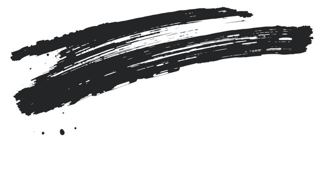 Two parallel black ink brush strokes with small splatters create a textured pattern on a white