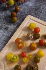 Colorful Cherry Tomatoes on Cutting Board