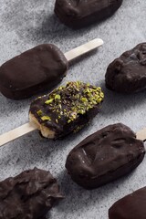 Chocolate Ice Cream Bars with Pistachios