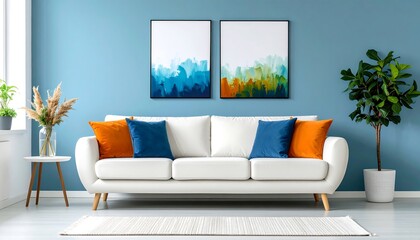 Modern living room with art and sofa
