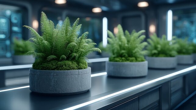 Innovative biotechnology event cybernetic plant growth in lab 3d graphic visualization of dna bacteria and cell fusion holographic science environment