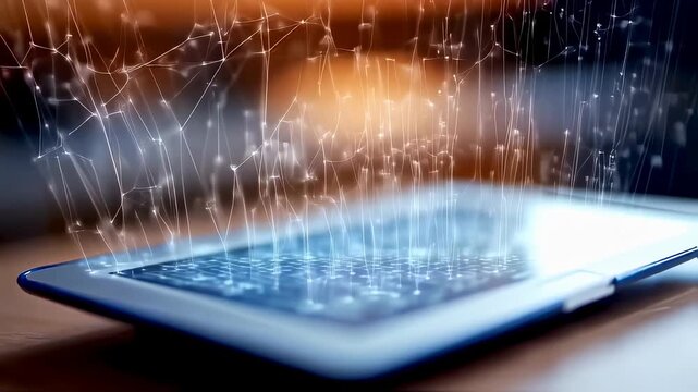 Abstract technology network connection with digital tablet modern information era