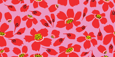 Abstract hand drawn floral seamless patterns. Natural wallpaper, floral decoration. Illustration for fabric, textiles, clothing, wall art, printing and design project, etc.