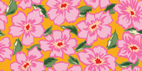 Abstract hand drawn floral seamless patterns. Natural wallpaper, floral decoration. Illustration for fabric, textiles, clothing, wall art, printing and design project, etc.