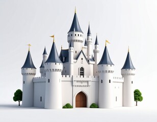 Obraz premium castle on the hill vector on white background