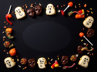 Fun Halloween sweets with cookies and gummy worms