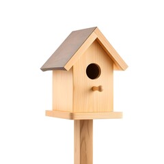 wooden birdhouse isolated on white